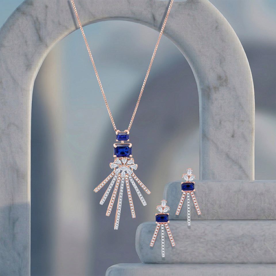 Sapphire Radiance Diamond Necklace Set