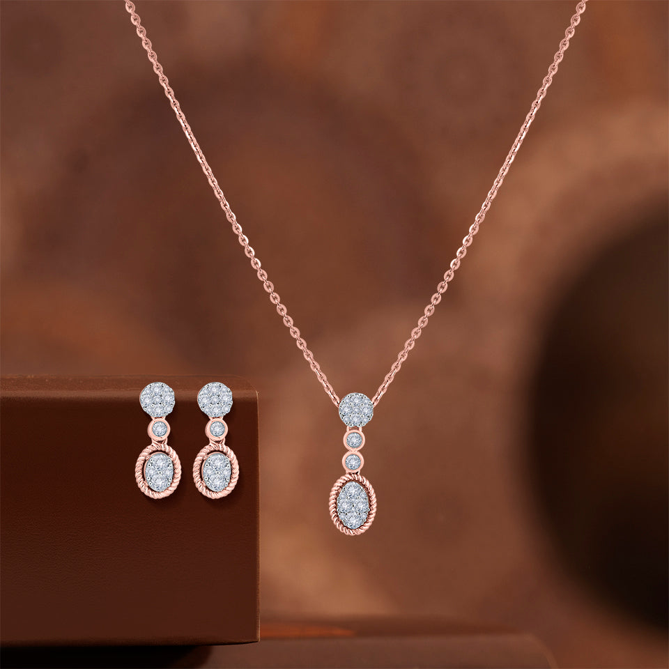 Regal Ovals Diamond Necklace Set