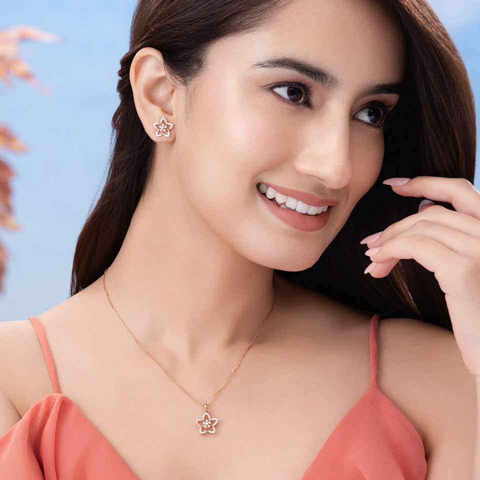 Starlit Petal Diamond Necklace Set