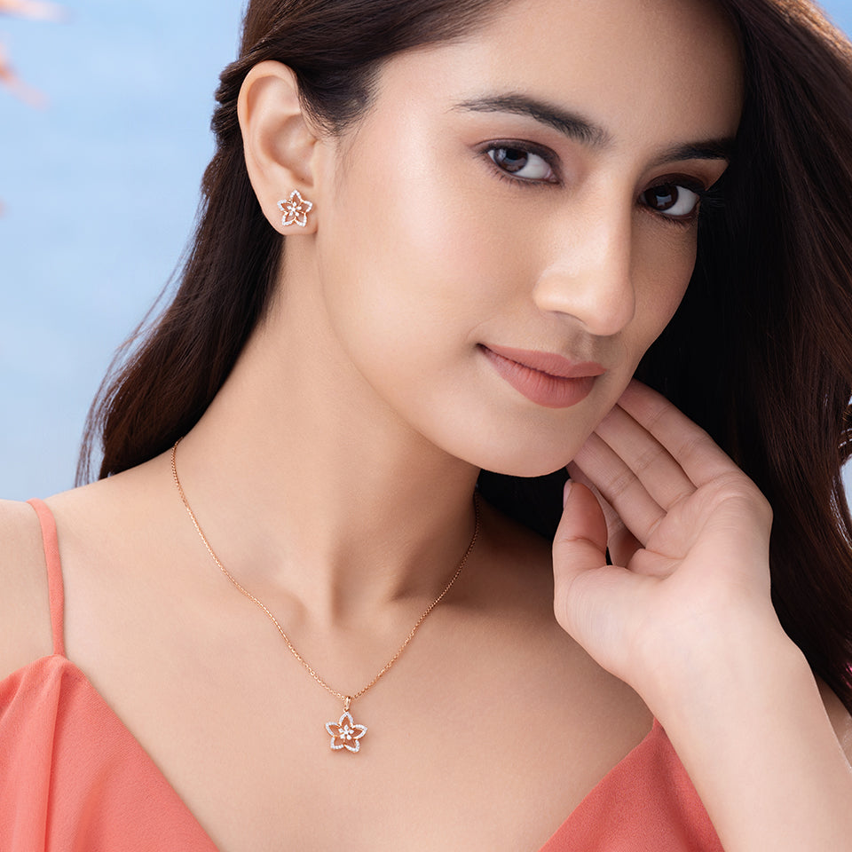 Starlit Petal Diamond Necklace Set