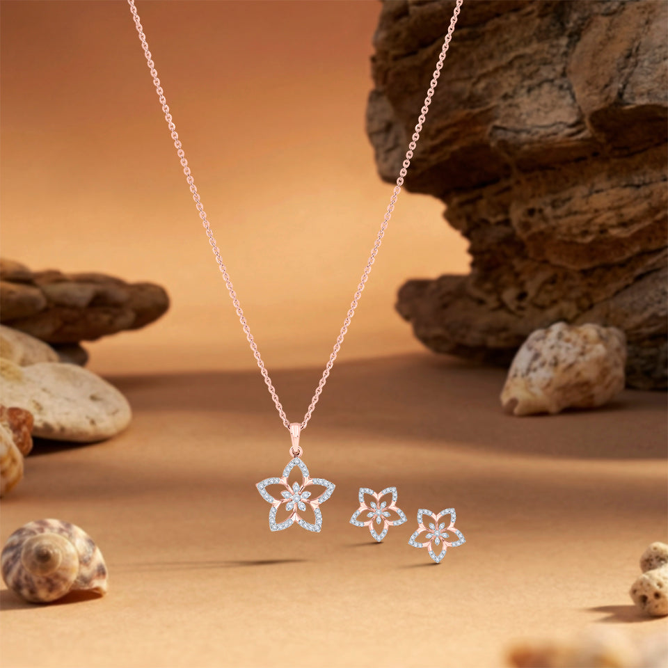 Starlit Petal Diamond Necklace Set