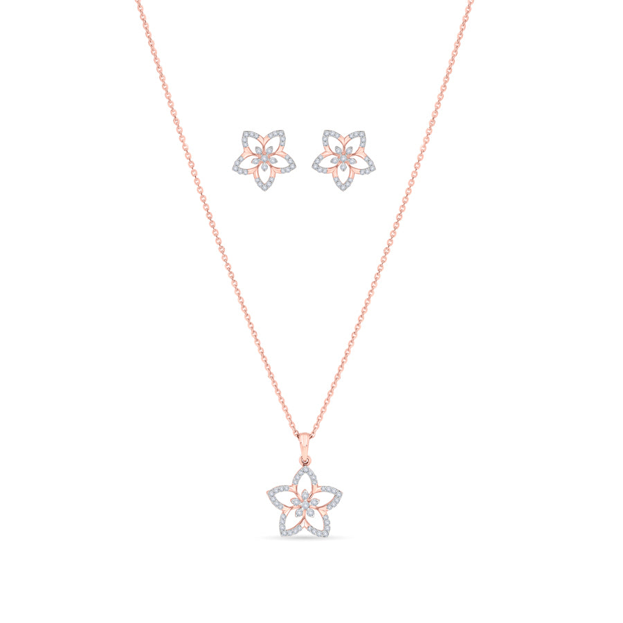 Starlit Petal Diamond Necklace Set