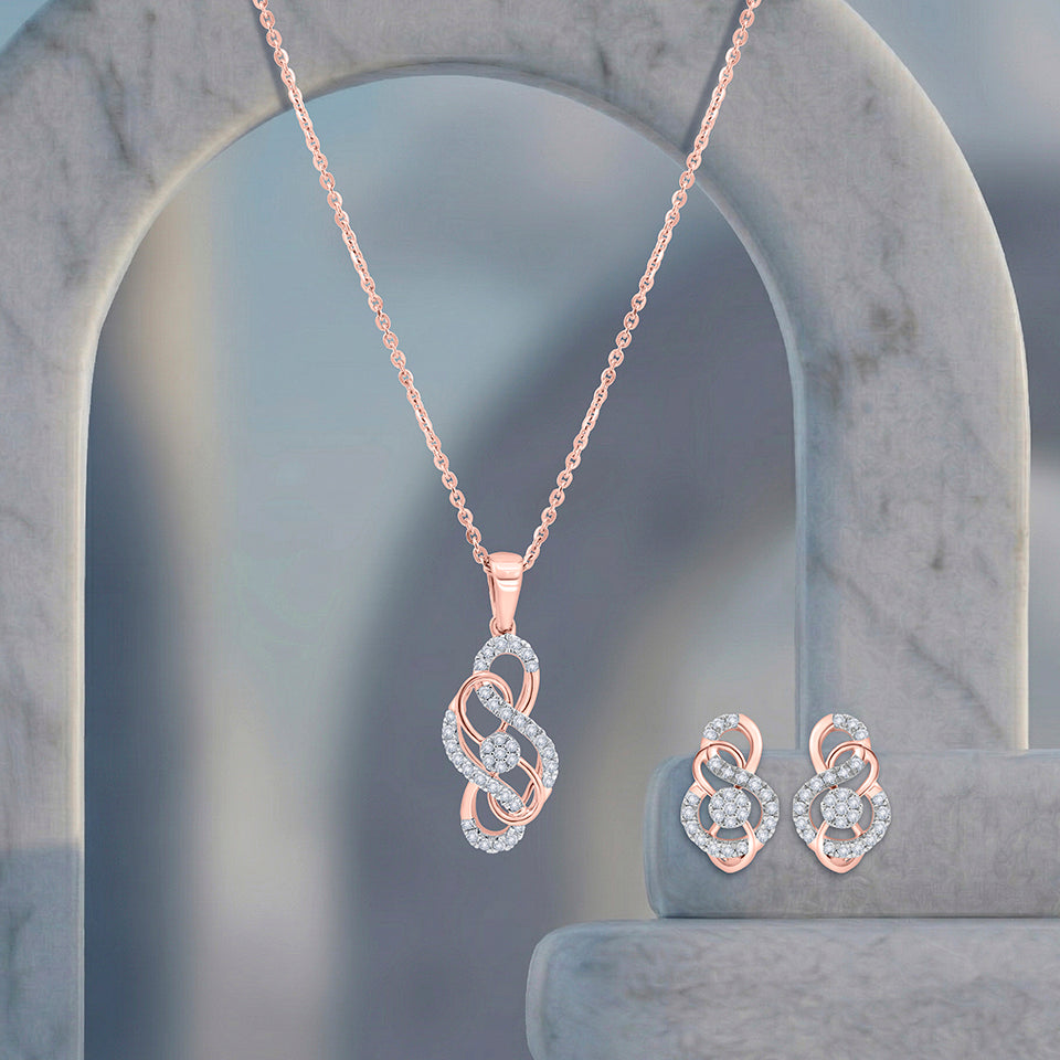 Dual Infinity Diamond Necklace Set