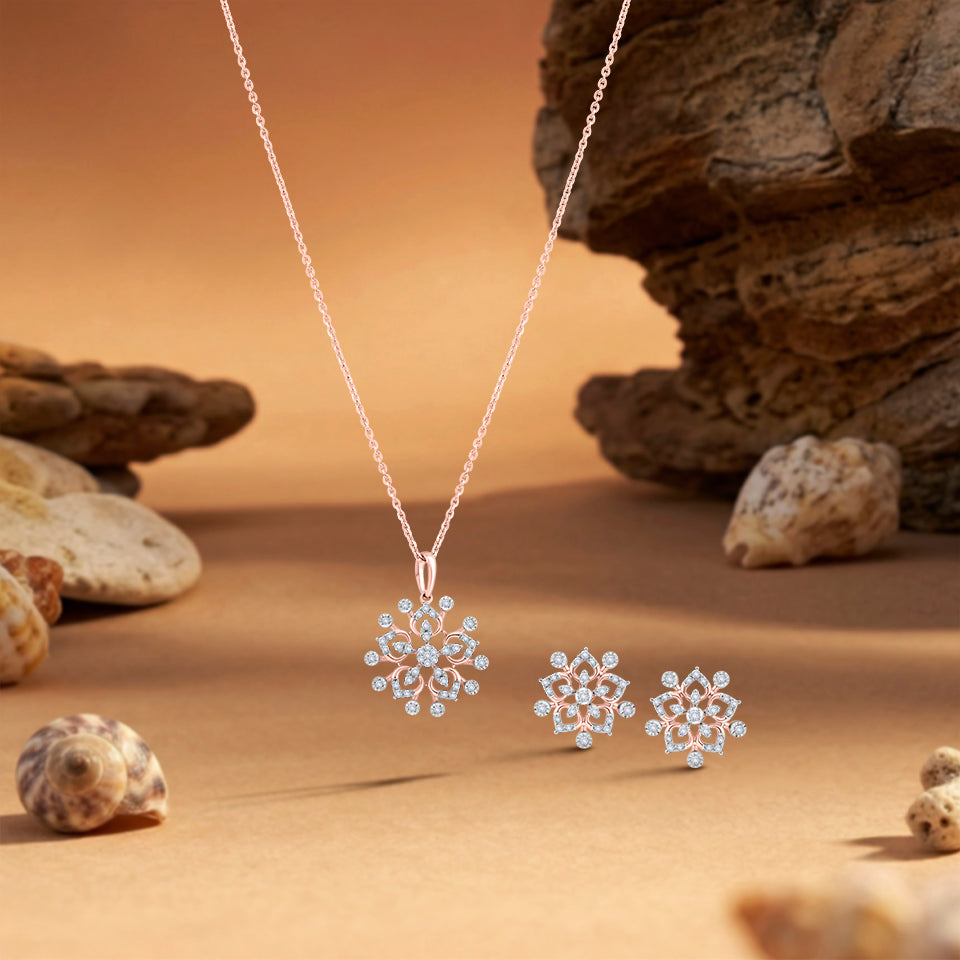 Shining Snowflake Diamond Necklace Set
