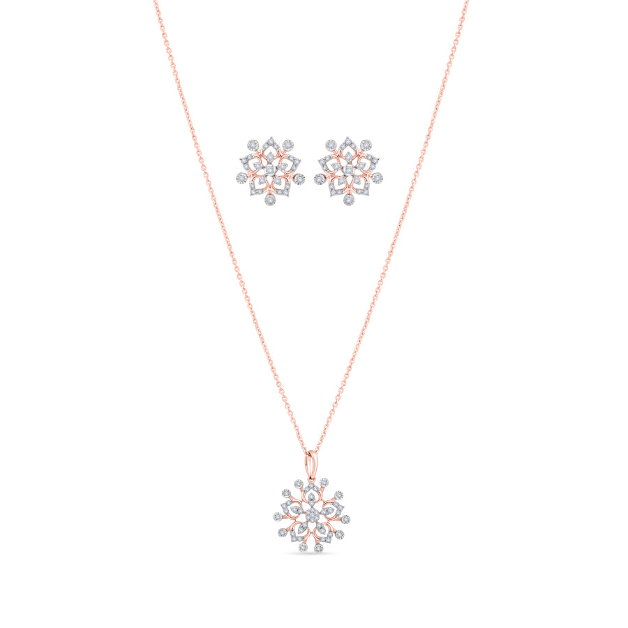 Shining Snowflake Diamond Necklace Set