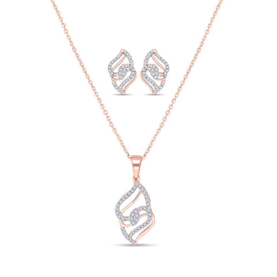 Shining Leaf Diamond Necklace Set
