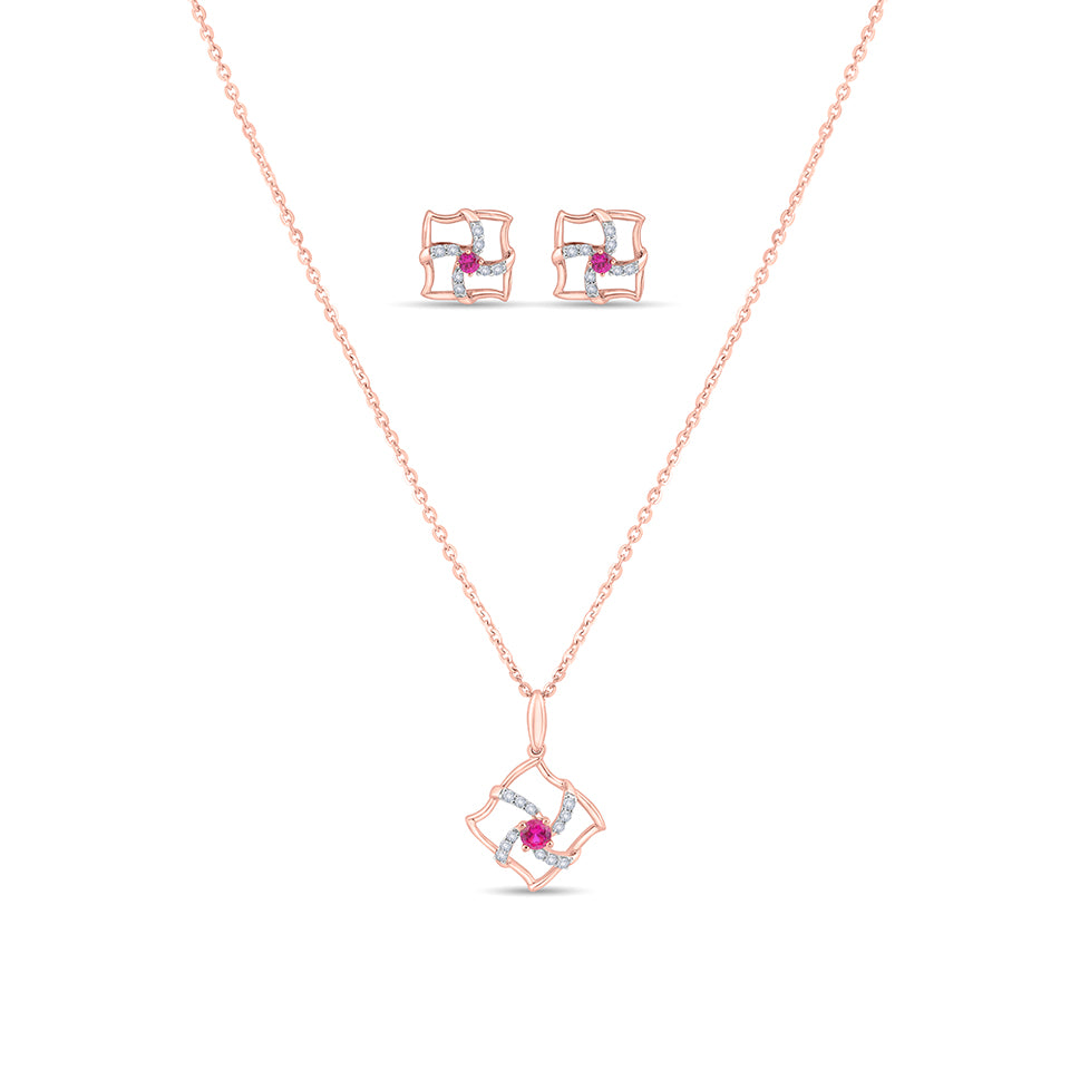 Violet Vertex Diamond Necklace Set