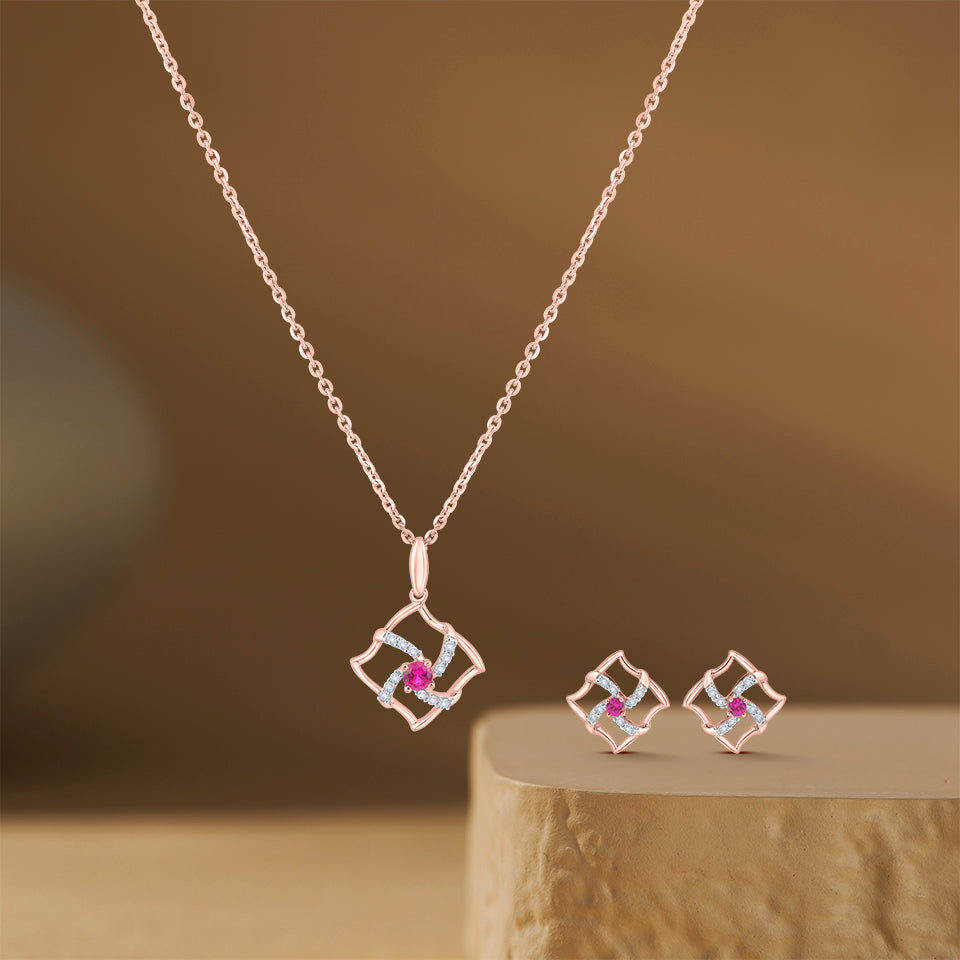 Violet Vertex Diamond Necklace Set