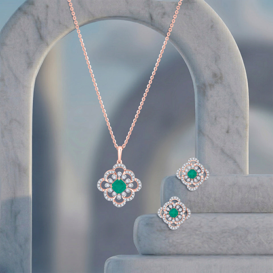 Minted Mandala Diamond Necklace Set