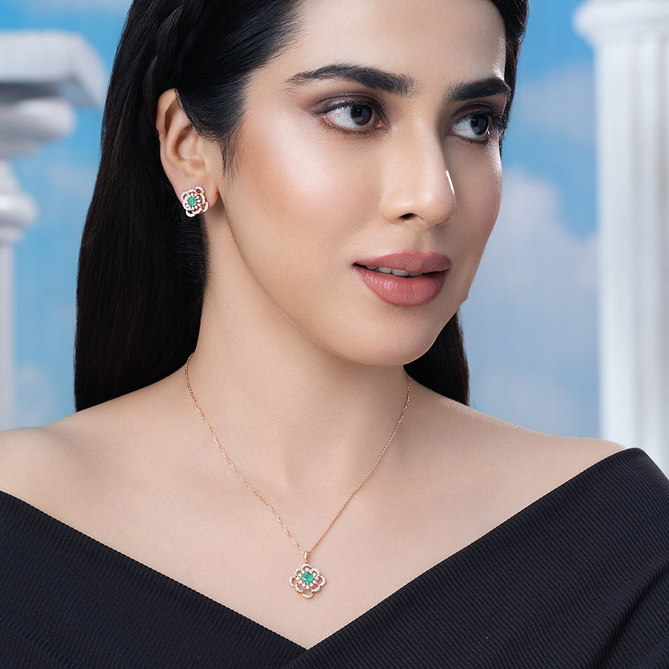 Minted Mandala Diamond Necklace Set