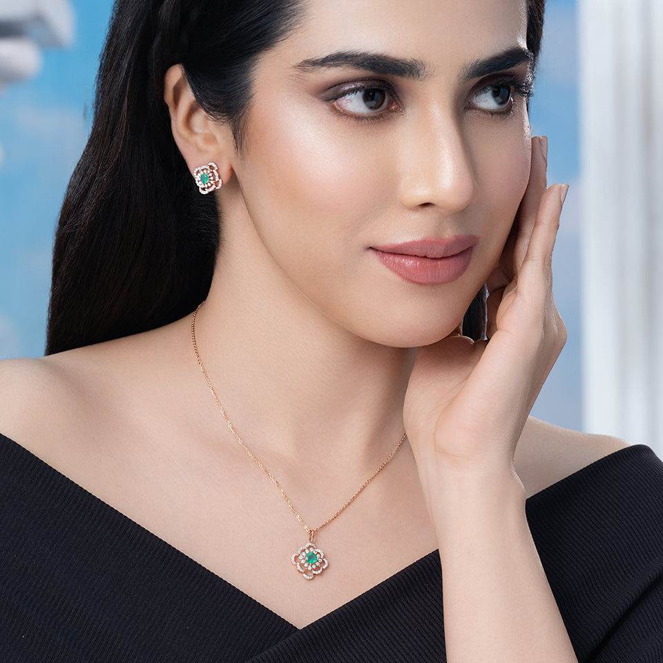 Minted Mandala Diamond Necklace Set