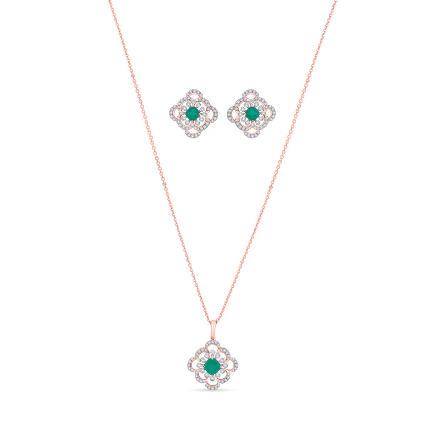 Minted Mandala Diamond Necklace Set