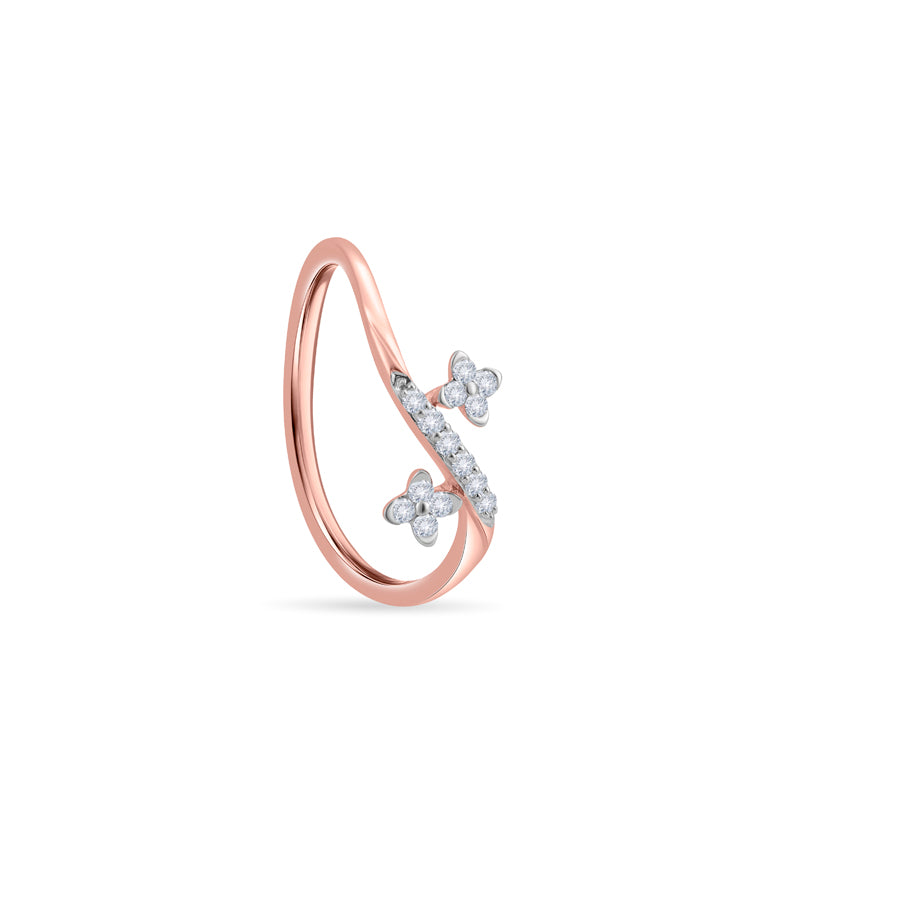 Twin Blossom Diamond Finger Ring