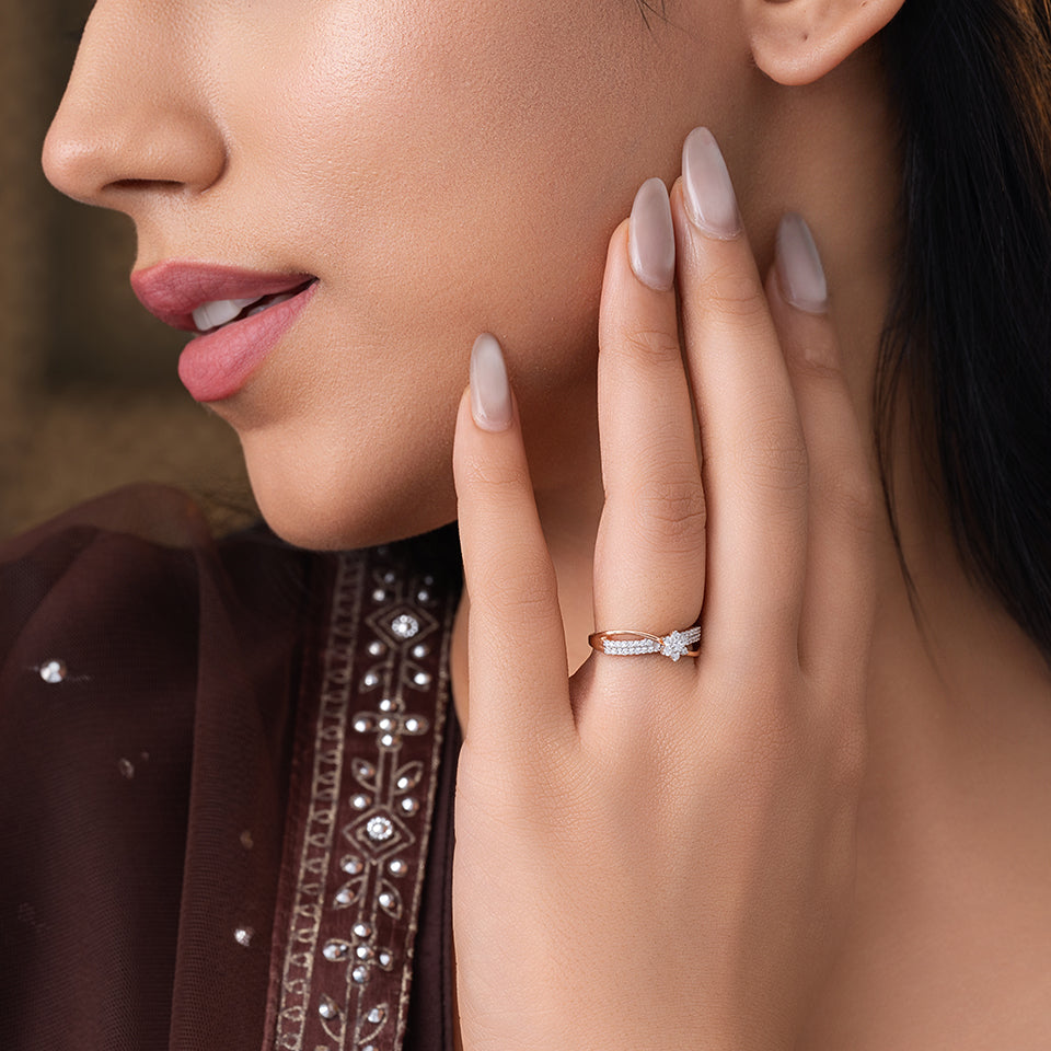 Floral Path Diamond Finger Ring