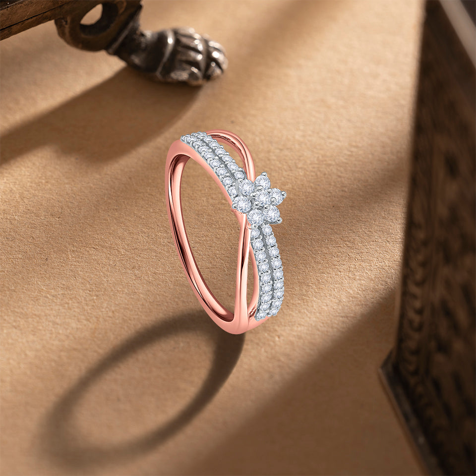Floral Path Diamond Finger Ring