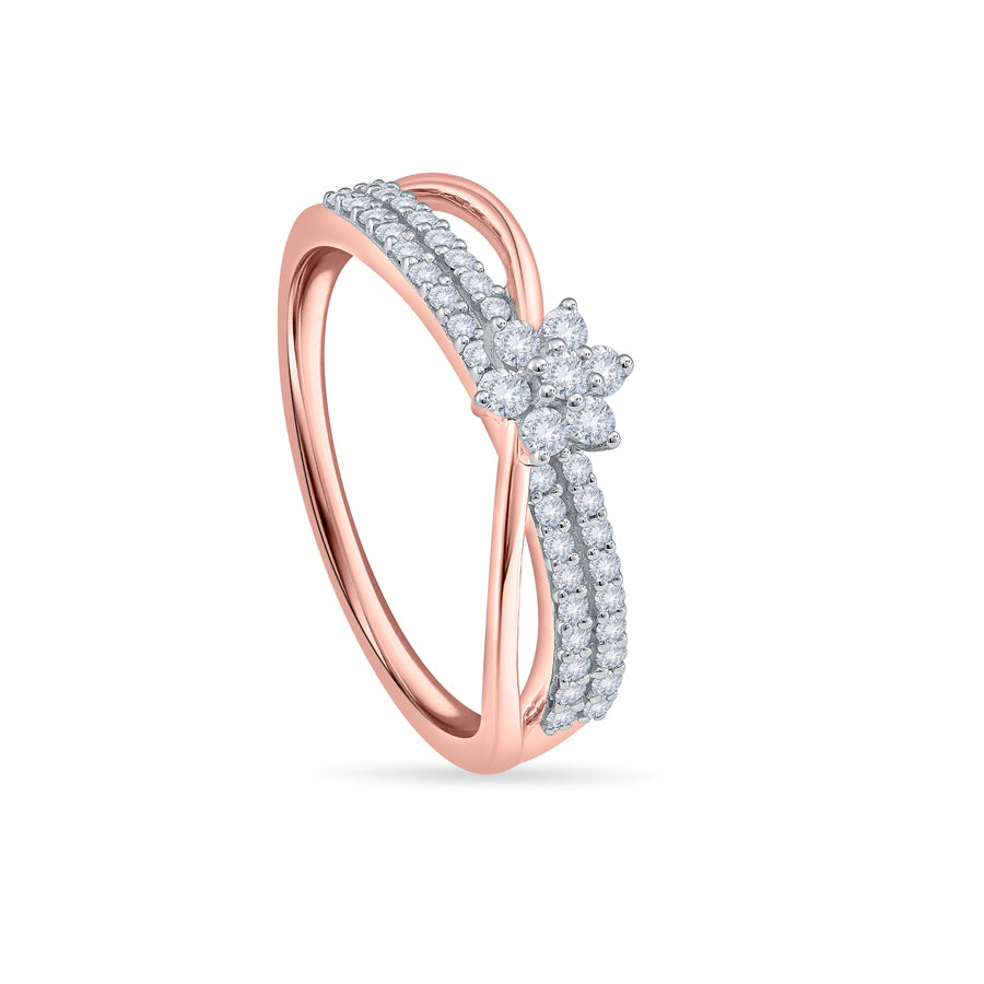 Floral Path Diamond Finger Ring