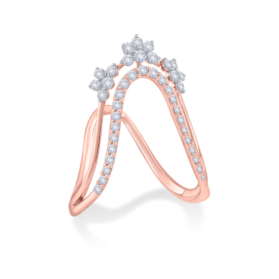 Floral Tiara Vanki Shaped Diamond Finger Ring