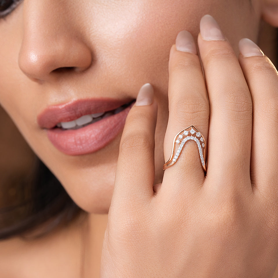 Starlit Vanki Shaped Diamond Finger Ring
