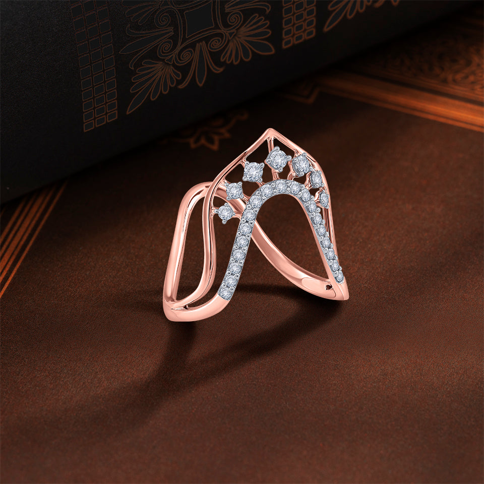 Starlit Vanki Shaped Diamond Finger Ring
