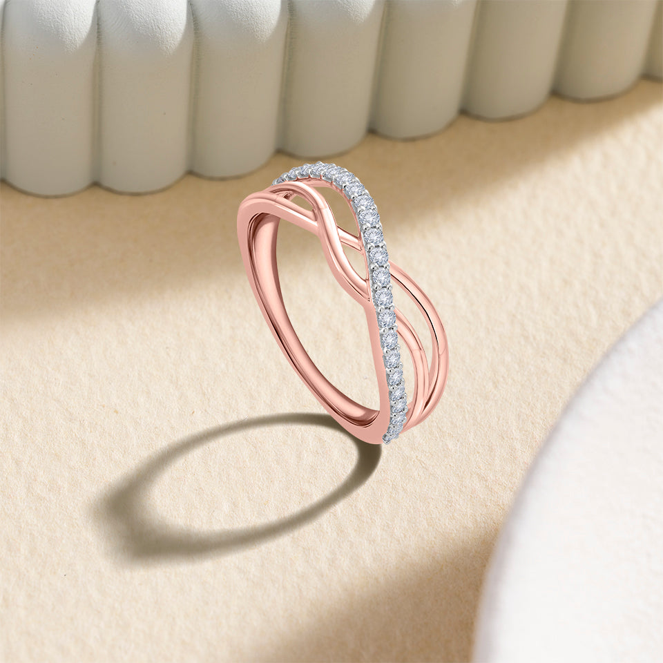 Intertwined Infinity Diamond Finger Ring