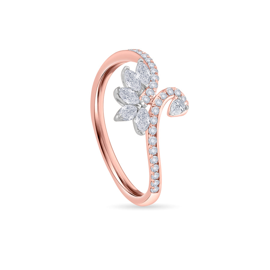Petal Swirl Diamond Finger Ring