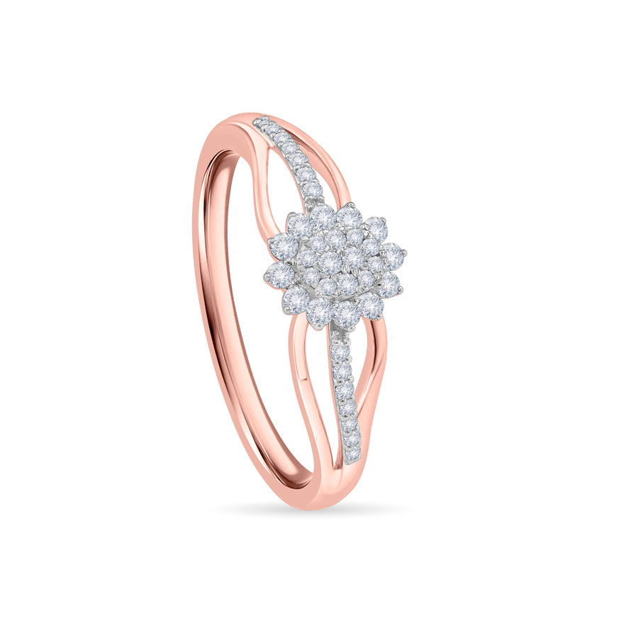 Floral Crest Diamond Finger Ring