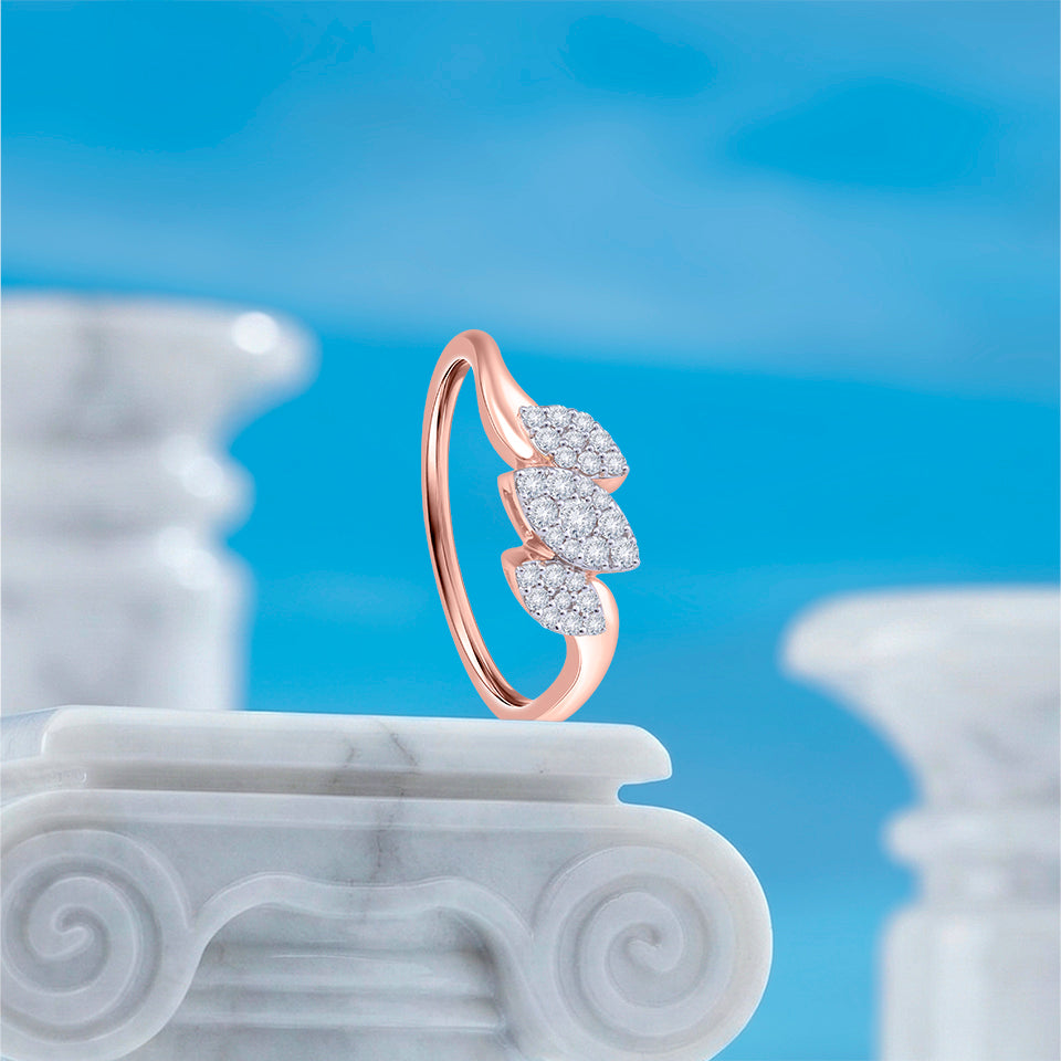 Triple Petal Diamond Finger Ring