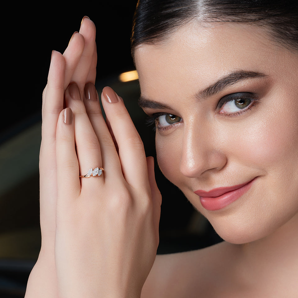 Triple Petal Diamond Finger Ring