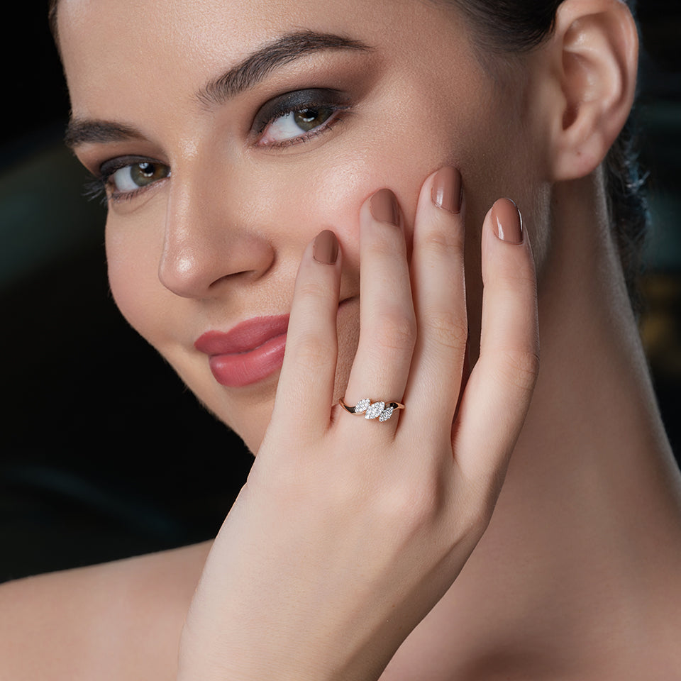 Triple Petal Diamond Finger Ring