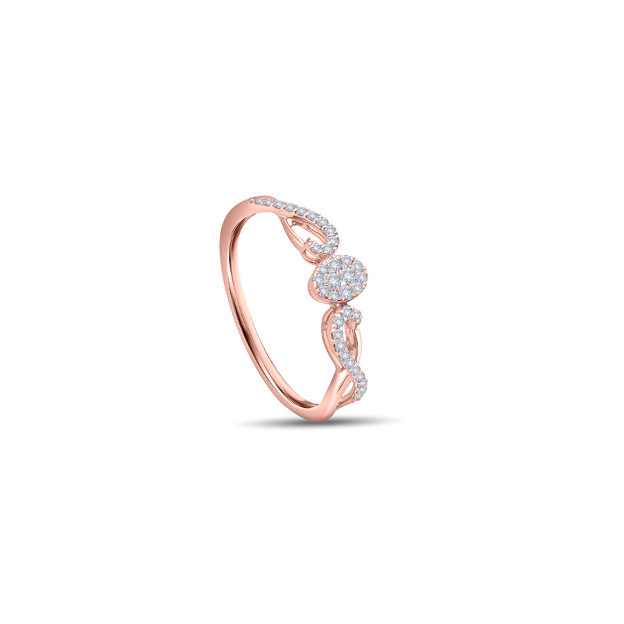 Glittering Ribbon Diamond Finger Ring