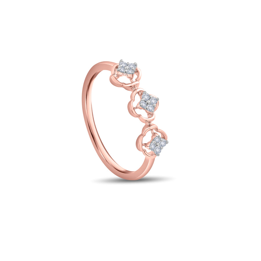 Floral Trinity Diamond Finger Ring