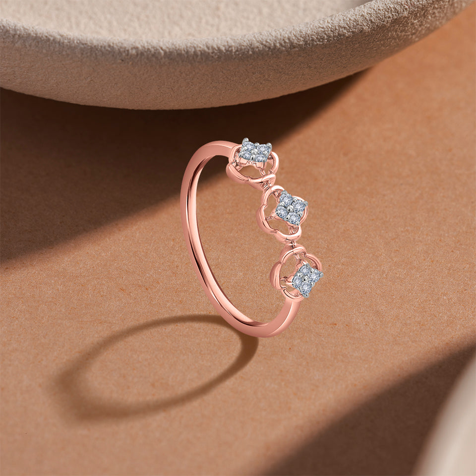 Floral Trinity Diamond Finger Ring