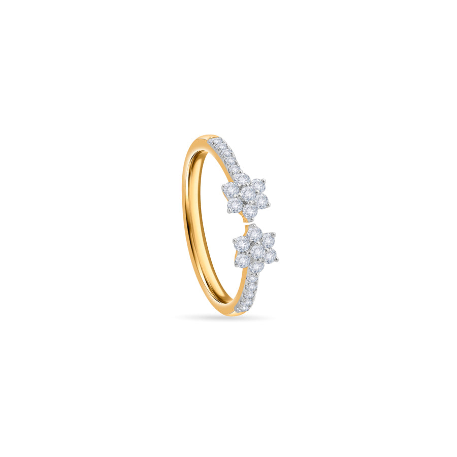 Dual Daisies Diamond Finger Ring