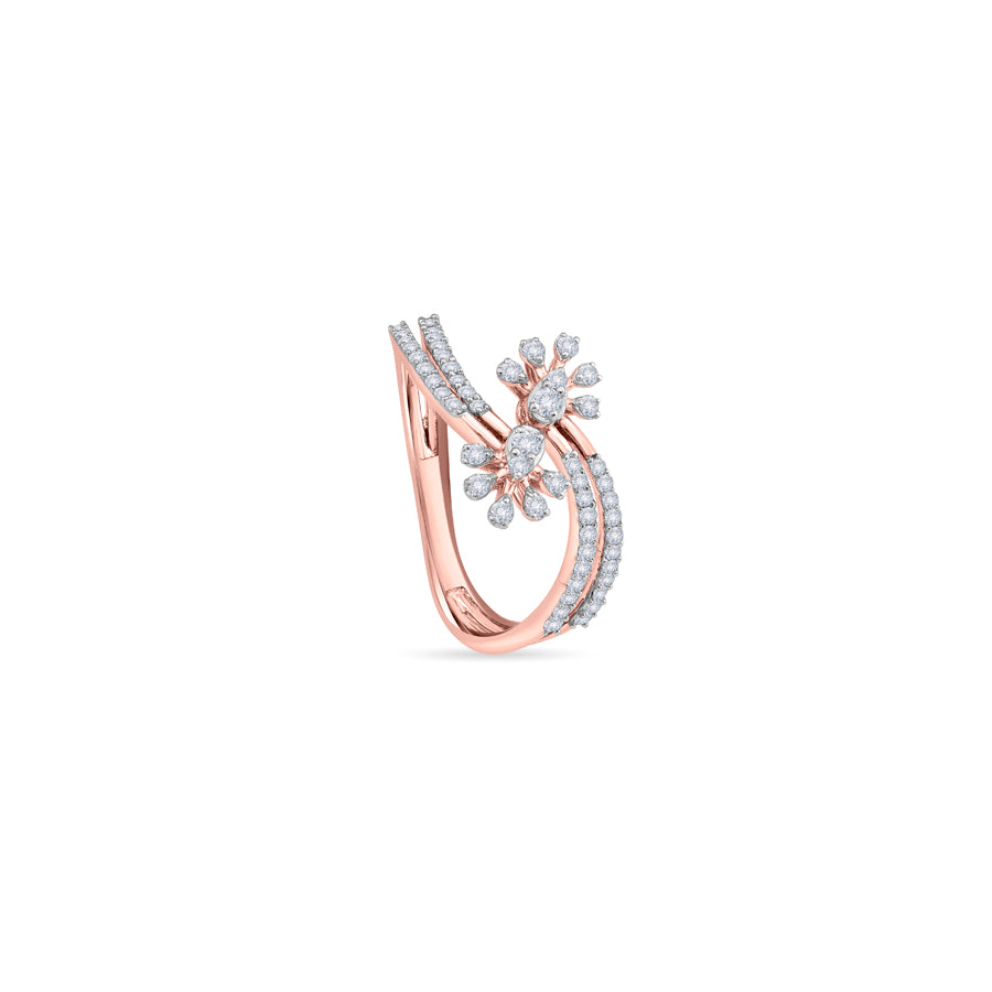Dual Petal Diamond Finger Ring