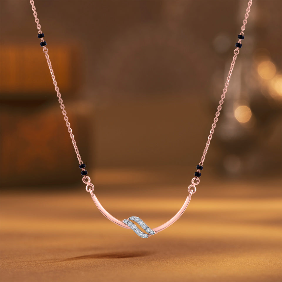 Shining Dual Swirl Diamond Mangalsutra