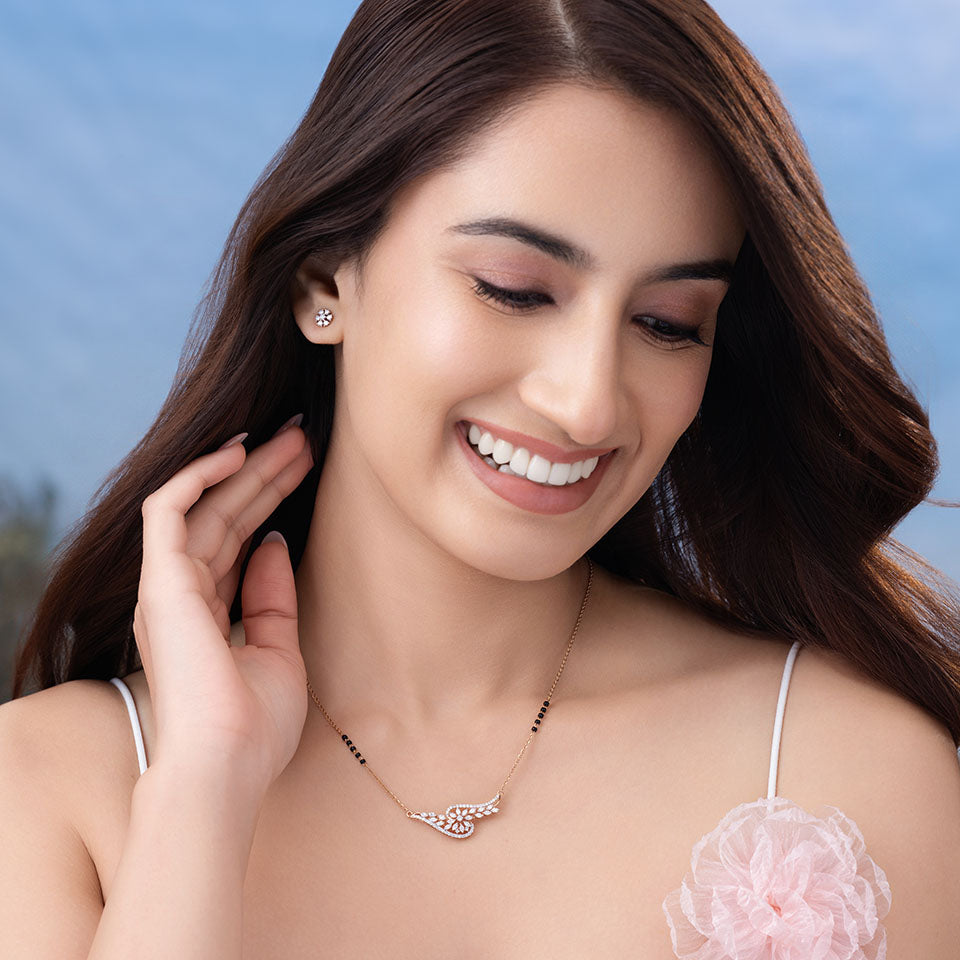 Floral Swirl Filigree Diamond Mangalsutra