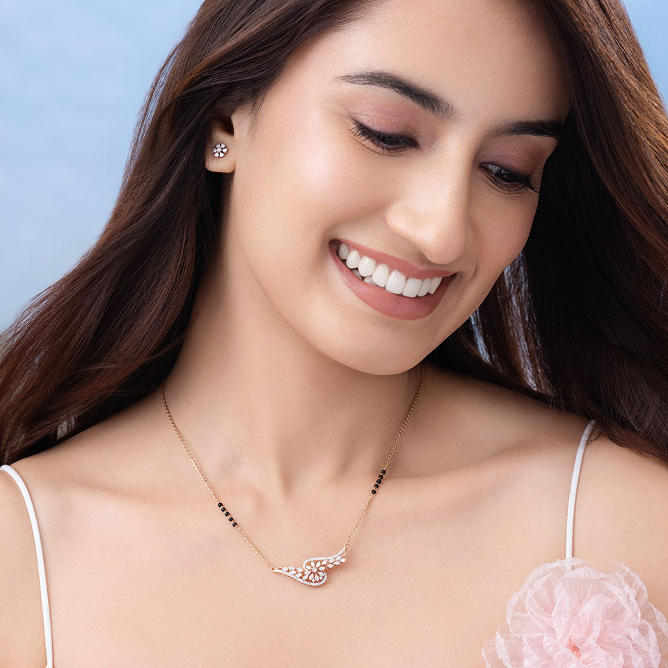 Floral Swirl Filigree Diamond Mangalsutra