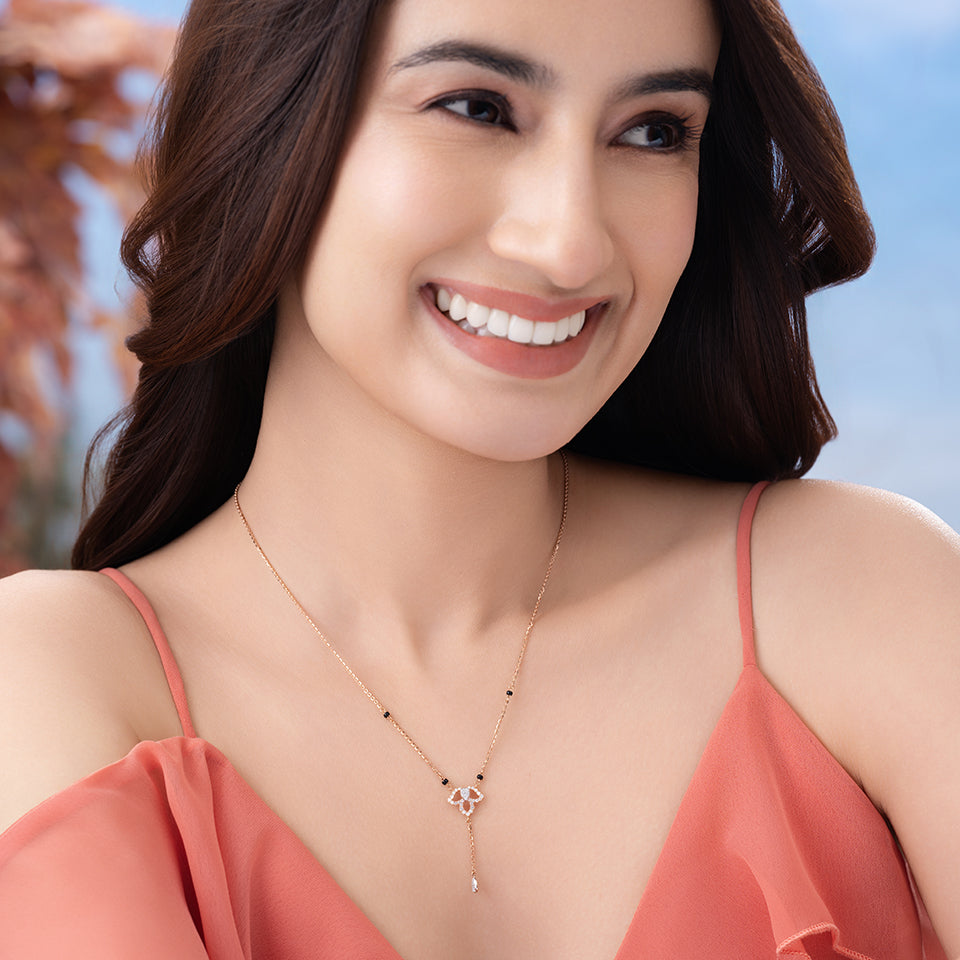 Dangling Drop Floral Diamond Mangalsutra