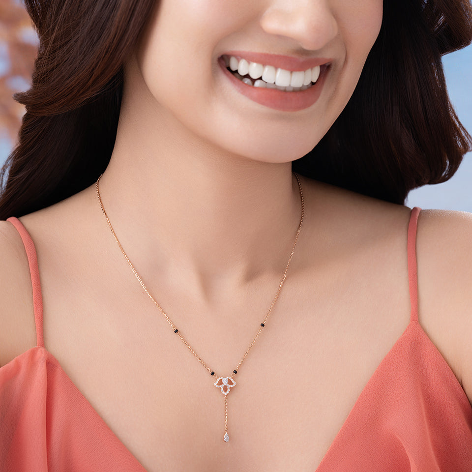 Dangling Drop Floral Diamond Mangalsutra