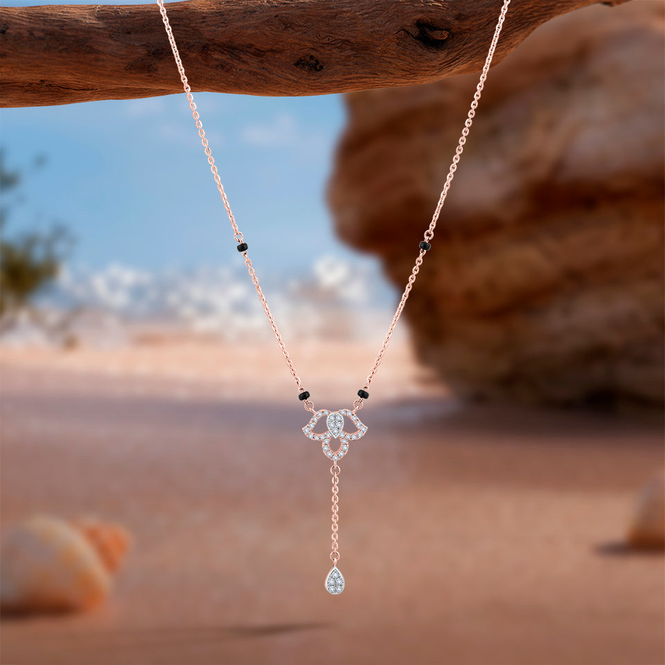 Dangling Drop Floral Diamond Mangalsutra