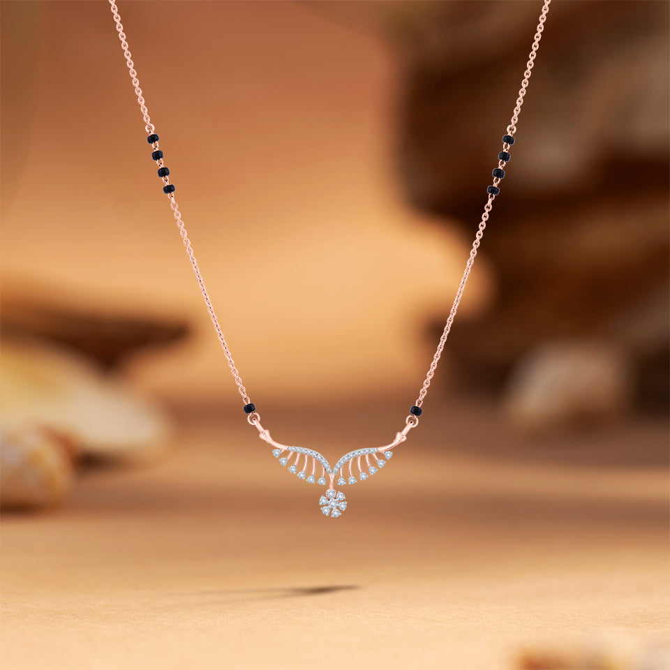 Shining Floral Curve Diamond Mangalsutra