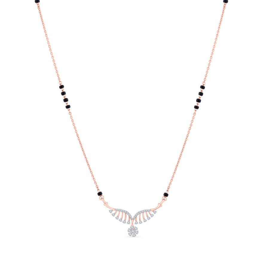 Shining Floral Curve Diamond Mangalsutra
