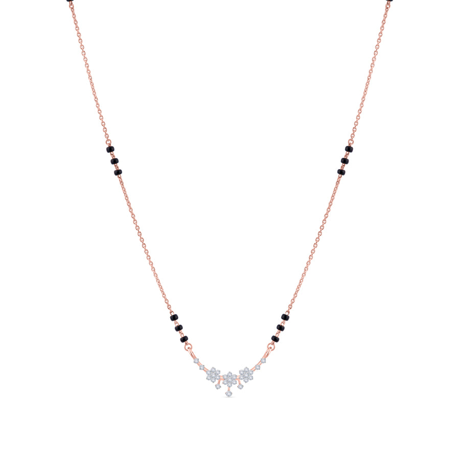 Triple Floral Motif Diamond Mangalsutra