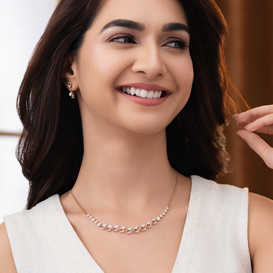 Ornate Ovals Diamond Necklace Set