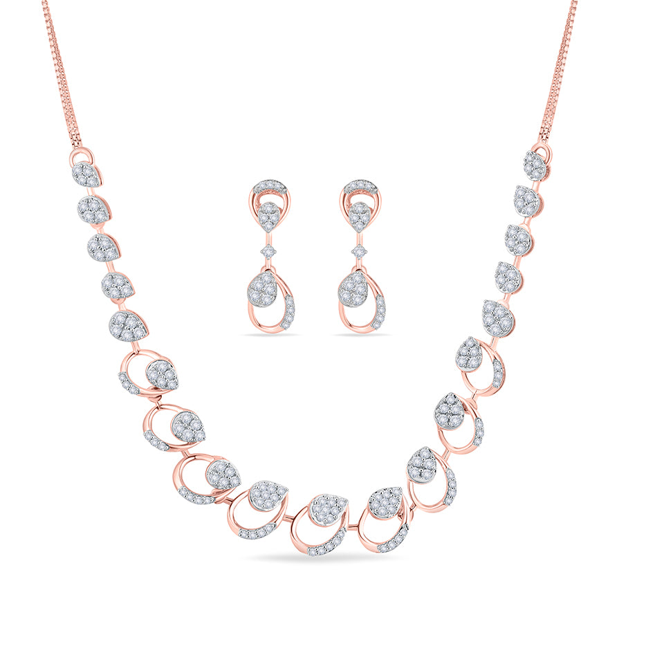 Ornate Ovals Diamond Necklace Set