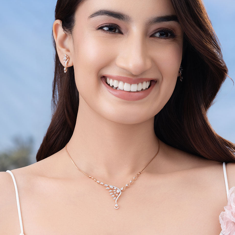 Radiant Wing Diamond Necklace Set
