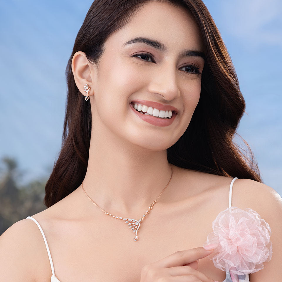 Radiant Wing Diamond Necklace Set