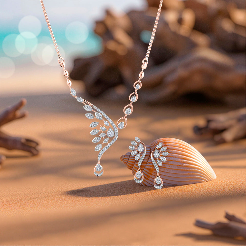 Radiant Wing Diamond Necklace Set