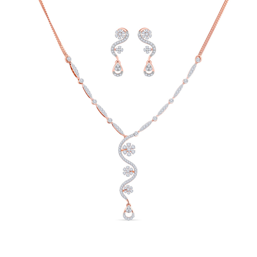 Floral Swirl Diamond Necklace Set
