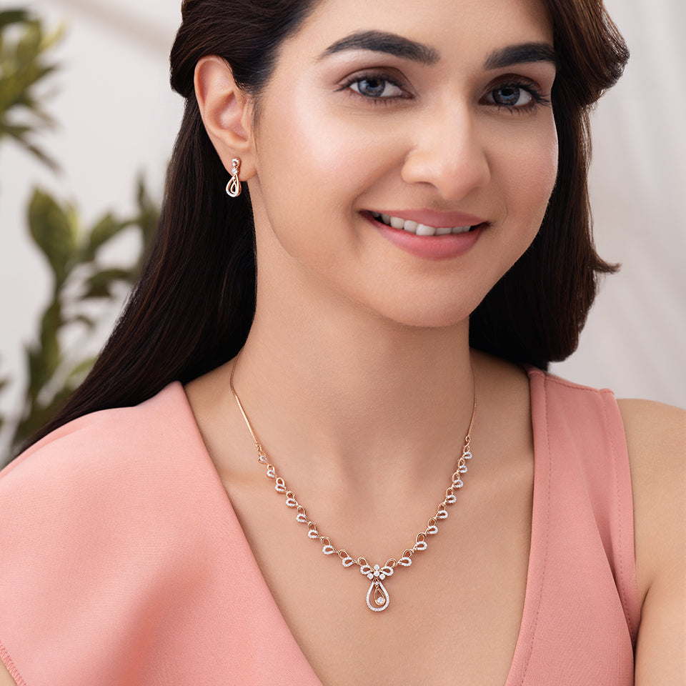Teardrop Elegance Diamond Necklace Set